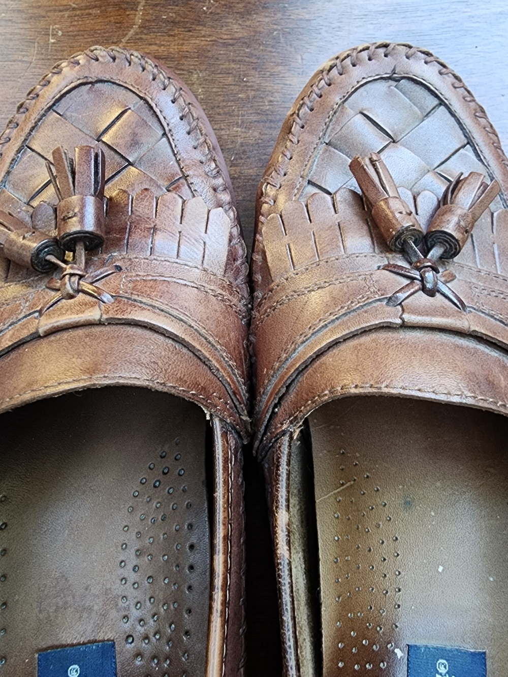 Giorgio Brutini Vintage Woven Leather Tassel Kiltie Loafers Dress Shoes Brown9.5 - Picture 9 of 11